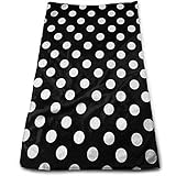 Tamaño: 30 x 70 cm. huibe Lunares Blancos en Negro con Clase Toallas-Toallas de Cocina - Lavable a máquina para la Cocina, toallita y Toalla para secar, Limpiar (30x70cm)
