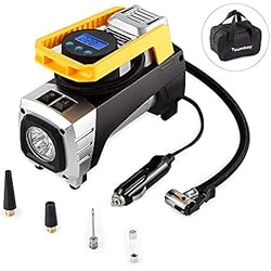 Compresor de Aire portáil Landnics 12V 150 PSI Inflador Bomba de Aire Digital con Auto Apagado, Lámpara LED para Coche, Motocicleta, Bicicleta