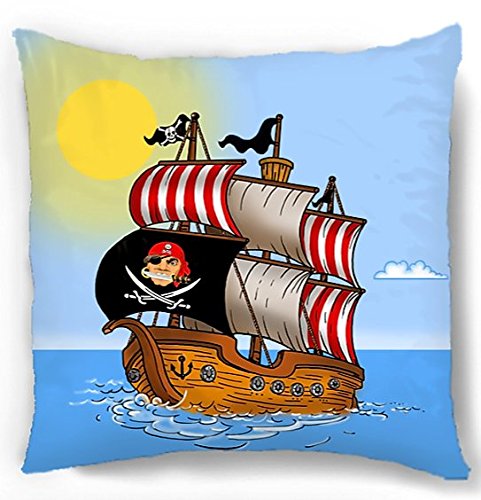 Aminata Kids – Jungen-Kinder-Bettwäsche 135×200 cm Pirat Seeräuber Piratenschiff Schatzinsel blau hochwertige Baumwolle Schatz Insel - 3