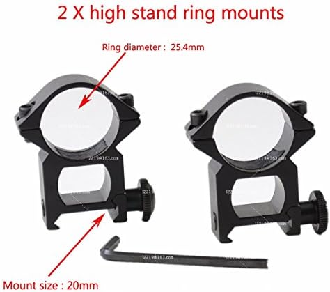 Rifle Pistol Airsoft scope high ring mounts 25.4mm diameter fit weaver rail (25.4mm*20mm Black)