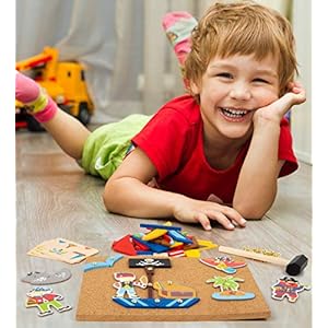 small foot 10226 Hammer game "Pirates" made of wood, cork floor with motives of the pirates for hammering, from 6 years on