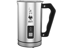 Bialetti 0004430 Montalatte Elettrico, capacité 240 ml, 500W, 1 tasse Acier inoxydable, Argent/Noir