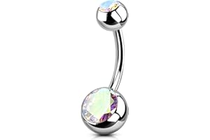 OUFER Body Piercing Titanio Piercing all'ombelico 10/12/14/16mm Barra per Ombelico Piercing 14G Piercing Interno all'ombelico Navel Belly Piercings