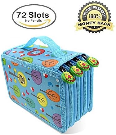 Pencil bags,Moliker 72 slots Super Large Capacity Multi-layer Students Pencil Colored Pencil/Roll Pouch/School Office Art Soft Pencil Bag for Art Drawing (Light Blue)