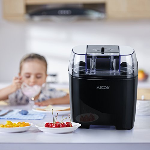 Aicok Eiscrememaschine Eismaschine, Joghurt und Sorbet Frieren Maschine, 1.5L mit Timer Funktion, Schwarze - 7