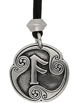 Ansuz Rune der Kommunikation 4. Runic Buchstaben Nordische Wikinger Zinn Anhänger (auf schwarzer Schnur)