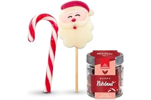 ‎NASCHLABOR 3er Set Santa Lolly, Zuckerstange & Fruchtgummis Happy Nikolaus | Nikolaus-Geschenkset für Kinder, Freunde & Kollegen | Süßes Mitbringsel für Advent & Weihnachten | Zum Naschen, Dekorieren & Teilen