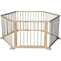 Jalano Baby Laufgitter Natur Absperrgitter Raumteiler flexibler Laufstall 6 Eck