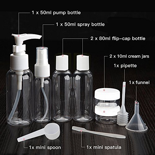 HTINAC-10Pcs-Bouteille-de-VoyageTrousse-de-Toilette-Transparente-Portable-Kit-de-Voyage-pour-Liquides-Conforme--lAroport-Restrictions-Format-Avion
