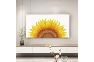 Hiseng Copertura Antipolvere per TV, Copertura Protettivo per Schermo TV/Computer, Decorazione per Interni, Moderna Universali Decorativa Copertura TV Tessuto Decor (Girasoli,55-65 Pollici)