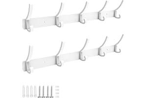 Galerie SV Appendiabiti da Parete,2 Pezzi Ganci Appendiabiti Attaccapanni da Muro in Metallo,Cappotto Asciugamano Gancio Rack Wall Mount Gancio per Cappelli,Giacche,Sciarpe (Bianco Opaco)