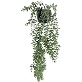 Nettenevime Yapay &Ccedil;i&ccedil;ek Saksıda Sarkan Şimşir Mat Pastel Okaliptus Yapay Sarmaşık Pastel 70cm