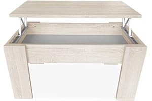 mattfy - Mesa de Centro para el Café/Té, Elevable, Mesita de Salón o Comedor, Color Cambria, Medidas: 90 cm (Ancho) x 50 cm (Fondo) x 46/57 cm (Alto)