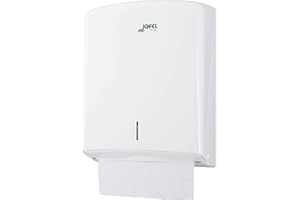 Jofel - Dispensador de Papel de Manos, Toallas Faciales, Dispensador de Papel Secamanos de Pared, hasta 600 Toallitas Zig-Zag, Antibacteriano, Carcasa ABS, Azur AH33700, Blanco