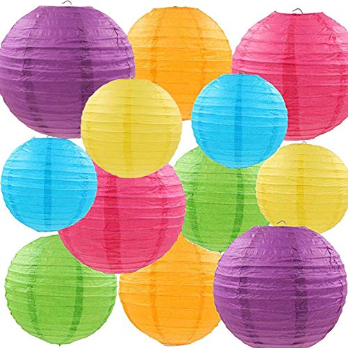 Libershine 12 Pièces Lanterne en Papier Ronde Lampes en Papier Boule pour Décoration Mariage Maison, Garden Party Décoration et intérieure Plafond Noël fête