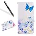 Produktbild Motorola Moto G5 Hülle,Motorola Moto G5 Brieftasche,Leeook Beautiful Elegant Blau Weiß Gelb Blume Schmetterling Design Painting Muster Schutzhülle Flip Cover Tasche Tasche Handyhülle Schutz Hüllen im Bookstyle Ledertasche mit Stand Funktion Kartenfächer Magnetverschluss Magnet Etui Schale Schutzhüllen für Motorola Moto G5 + 1 x Schwarz Eingabestift-Blue White Yellow Butterfly Flower