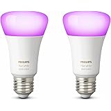 Philips Hue White and Color Ambiance Lampadina Smart LED, Attacco E27, Luce Bianca o Colorata, 9W, 2 Pezzi
