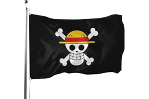 IFHDO One Piece Anniversaire Drapeau, One Piece Pirate Drapeau Bannières Dessin Animé Décoration de Garçons Filles, Photographie Fond, Dessin Animé Fête Toile Fond, Fêtes Toile Fond(1.5 x 0.9m)