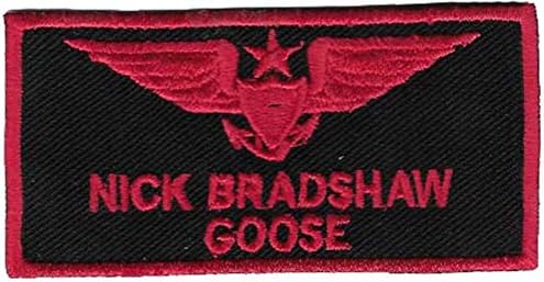 Top Gun Nick Bradshaw Goose Name Tag Badge Embroidered Patch 4” Sew-on or Iron-on