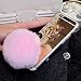 Produktbild lu2000 iPhone 5 5S Fall Hülle Apple iPhone 5S Fell Handy Cover cute 3D Bunny Hair Pompon Ball flauschig Handy Case Bling Pearl Perle Kristalle Diamond Sparkle Bedazzled Edelsteinbesetztes