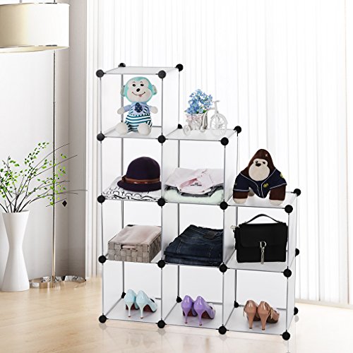 Songmics Regalsystem Cube Aufbewahrung Badregale Schuhregal Sideboard Kommode Kleiderschrank Weiß 112 x 112 x 37 cm LPC115 - 3