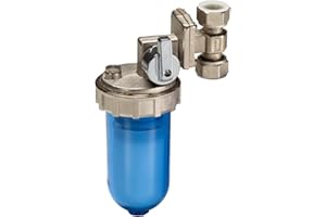 WK Dosificador de polifosfatos giratorio con bypass | Conexiones de 1/2" | Recipiente transparente irrompible | Protección antical y anticorrosión para instalaciones hidráulicas y sanitarias