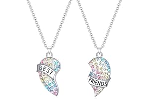 LEDSHLIU Freundschafts-Anhänger-Halsketten-Set, Kette für beste Freunde, 2 Mädchen, Kinder, bunte Diamant-BFF-Halskette, Freundschaftskette, Geburtstagsgeschenk für beste Freunde