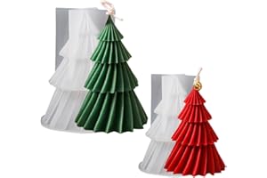 Junhui 2 Pezzi Stampo Candela Stampi in Silicone, Albero di Natale Stampo Candela, 3D Forma di Albero di Natale Stampo per Candele in Silicone per Realizzare Candele, Saponi, Aromaterapia