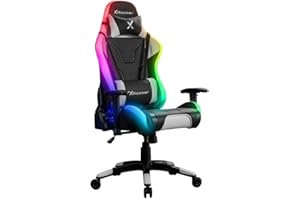 X-Rocker Agility RGB Gaming Chair, Racing Computer Chair with Lights, Swivel Office Chair Ergonomic PC Chair with High Back, Headrest and Lumbar Support Cushion, Height Adjustable and Tiltable - BLACK