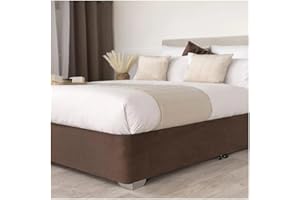 ESMENATZLS Mantovana giroletto in finta pelle scamosciata, con tre lati e elastico, facile da installare (caffè, king size, 180 x 200 x 37 cm)