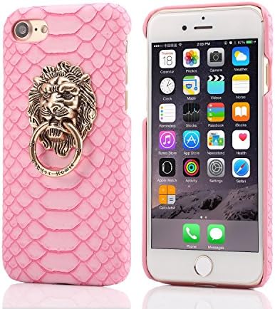Lizard Snake Skin Pattern Lion King Finger Ring Holder Leather Phone Case Cover For iPhone 5s SE/6s/6plus/7/7plus (iPhone 7plus, Pink)