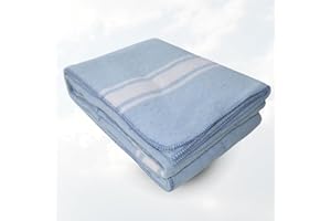 LANOVENANUBE Manta Algodón Mallorquina para Cama o Sofá, Manta de Tacto Suave Ideal para Primavera, Relax o Yoga de algodón Reciclado Hecho en España 160x220 - Azul/Raya Blanca