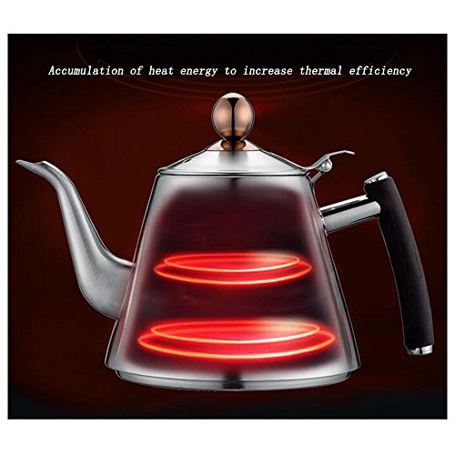 guodongdong Wasserkocher Silver Water Bottle 1.2L Stainless Steel Kettle Induction Cooker Tea Set Kettle Tea Kettle Thickened Flat Pot,Silver