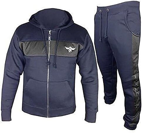 New Mens Mesh Panel Tracksuit Sweat Top & Jog Track Bottoms Set S M L XL