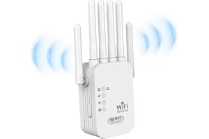 GÉNÉRIQUE Répéteur WiFi Exterieur,2025 Nouveau repeteur WiFi Puissant,Amplificateur WiFi 6 antennes,2 Ports LAN,Répéteur WiFi 1200Mbps, Compatible avec Toutes Les Box Internet Ethernet Port (White)