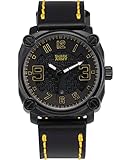 SHARK ARMY Herren Milit?r Armbanduhr Datumsanzeige Quadrat Geh?use Schwarz Lederband SAW226