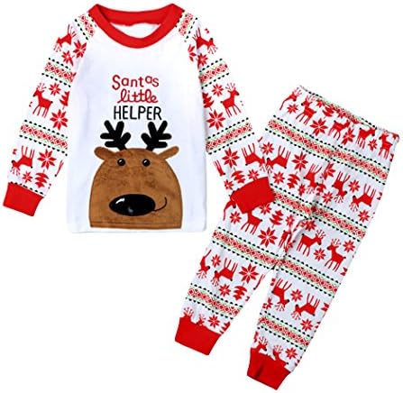 SECRET CHERISH Xmas Kids Deer Pjs Cotton Pyjamas Nightwear Sets for Boys and Girls 1-7 years