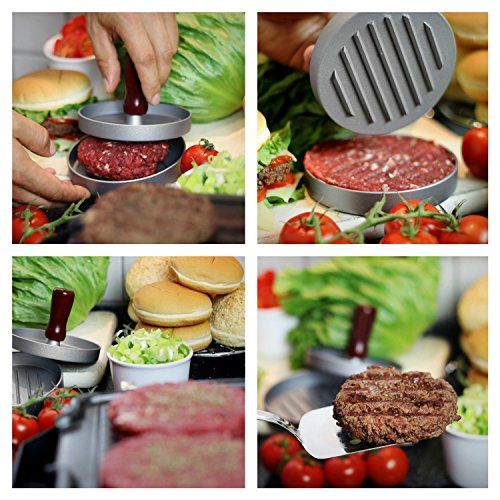 Hamburgerpresse, Allezola Premium Hamburger Presse Burger Hersteller für perfekte Burger, BBQ, Hamburger, Patties, Presse, Grill aus Aluguss - 4