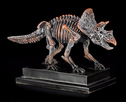Dinosaurier Figur - Triceratops auf Sockel - Deko Skulptur
