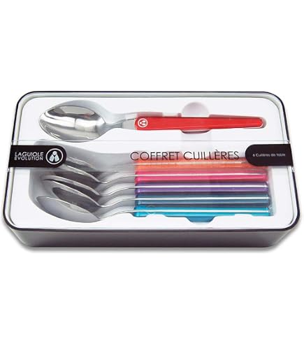 Laguiole Jean Dubost Set De 6 Cuillères à Café London Mix - Manches Colorés En ABS