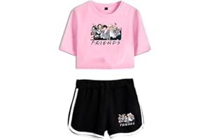 LKY STAR My Hero Academia T-Shirts et Shorts Set Anime MHA Cosplay Deku Shoto Haut Court et Shorts 2pcs pour Femme Fille
