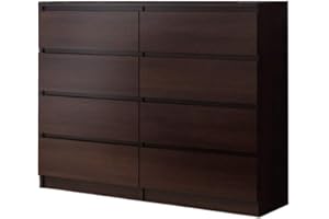 WHATSIZE ENTERPRISE Large Chest of Drawers for Bedroom, 8 Drawer Wenge Dresser with Contemporary Design, Wide Tall Storage Cabinet for Clothes, Bedroom Furniture, Easy Assembly