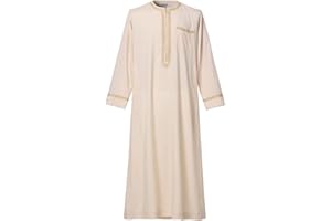 CAMDOM Naher Osten Arabische Herren Roben Muslimische Kaftan Kleidung V-Ausschnitt Thobe Arabisch Muslim Freizeitkleidung