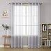 Produktbild Deconovo Gardinen Bestickte Vorhänge Dekoschal Punkte Ösengardinen Jacquard Voile Vorhang Leinenoptik 260x140 Grau 2er Set