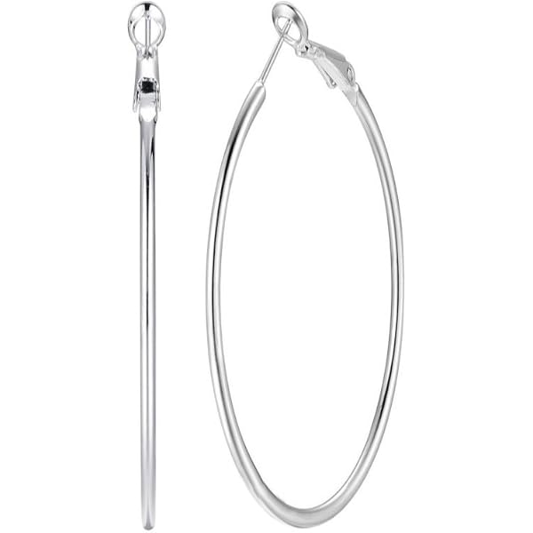 FOCALOOK Orecchini A Cerchio Grandi In Acciaio Inossidabile 316L, 30 Mm, Effetto Martellato, Ipoallergenici, Donna