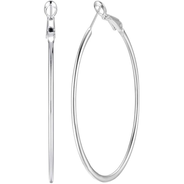 FOCALOOK Orecchini A Cerchio Grandi In Acciaio Inossidabile 316L, 30 Mm, Effetto Martellato, Ipoallergenici, Donna