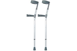 YOUR ESSENTIAL SHOP Coopers PVC Handle Double Adjustable Elbow Crutches - Medium - Pair | Lightweight Crutches for Adults | Height Adjustable Elbow Crutches | Hospital Crutches | Soft Touch PVC Handles