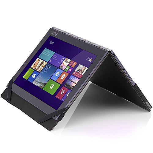 MoKo Lenovo YOGA Book Hülle – PU Leder Tasche Ständer Schale Folio Smart Case Cover mit Stift-Schleife/Standfunktion für Lenovo YOGA Book YB1-X90F, YB1-X91F 10.1 Zoll 2-in-1 Tablet/Laptop, Schwarz - 5