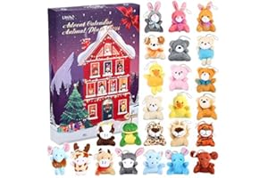 LIHAO Calendrier de L’Avent 2025, Compte à Rebours Noël, 24 pcs jouet d‘animaux mignons, Jouet Cadeau/Cadeaux de Noël Spéciaux pour Enfants Garçons Filles