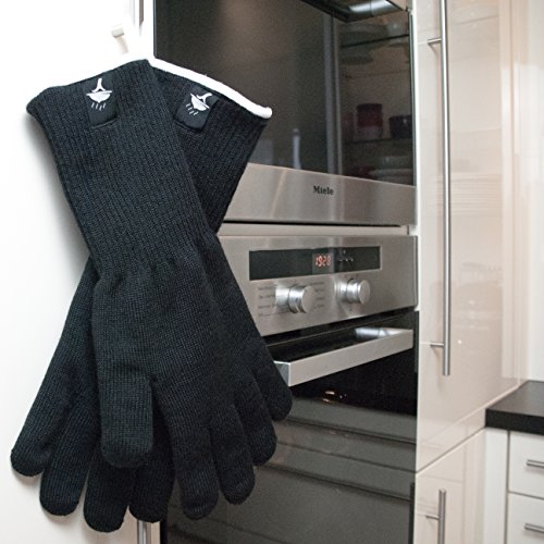 Ofenhandschuhe hitzebeständig und feuerfest bis zu 500 °C im 2er Set – 36cm extra lang für den sicheren Einsatz als Grillhandschuhe & Topfhandschuhe zum Kochen, Grillen oder Backen – schwarz - 5